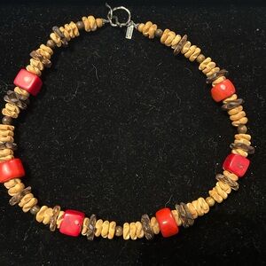 Paige Wallace Designs Beaded Necklace with Red and Brown Accents